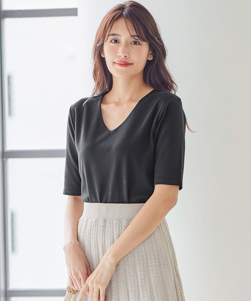 KOBE LETTUCE(コウベレタス)の「スムースベーシック半袖カットソートップス(Tシャツ/カットソー・レディース・グリーン系その他/ブラック系その他/カーキ/ブラック/ネイビー/グリーン系その他2/ミント/オフホワイト/ホワイト系その他/ブルー系その他/ブラウン系その他/ブラウン系その他2/ピンク系/ピンク/ブラウン系その他3/ホワイト系その他2/ピンク系1/ブルー系その他2/ブラック系その他2/アイボリー系1/アイボリー系/ネイビー系1/ネイビー系・LARGE/S/L/SMALL/M/MEDIUM/S1/L1/M1)」の5枚目の写真