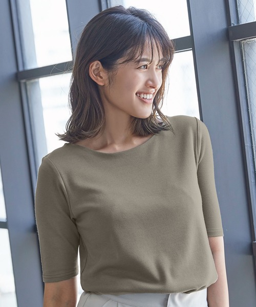 KOBE LETTUCE(コウベレタス)の「スムースベーシック半袖カットソートップス(Tシャツ/カットソー・レディース・グリーン系その他/ブラック系その他/カーキ/ブラック/ネイビー/グリーン系その他2/ミント/オフホワイト/ホワイト系その他/ブルー系その他/ブラウン系その他/ブラウン系その他2/ピンク系/ピンク/ブラウン系その他3/ホワイト系その他2/ピンク系1/ブルー系その他2/ブラック系その他2/アイボリー系1/アイボリー系/ネイビー系1/ネイビー系・LARGE/S/L/SMALL/M/MEDIUM/S1/L1/M1)」の12枚目の写真