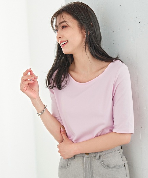 KOBE LETTUCE(コウベレタス)の「スムースベーシック半袖カットソートップス(Tシャツ/カットソー・レディース・グリーン系その他/ブラック系その他/カーキ/ブラック/ネイビー/グリーン系その他2/ミント/オフホワイト/ホワイト系その他/ブルー系その他/ブラウン系その他/ブラウン系その他2/ピンク系/ピンク/ブラウン系その他3/ホワイト系その他2/ピンク系1/ブルー系その他2/ブラック系その他2/アイボリー系1/アイボリー系/ネイビー系1/ネイビー系・LARGE/S/L/SMALL/M/MEDIUM/S1/L1/M1)」の21枚目の写真
