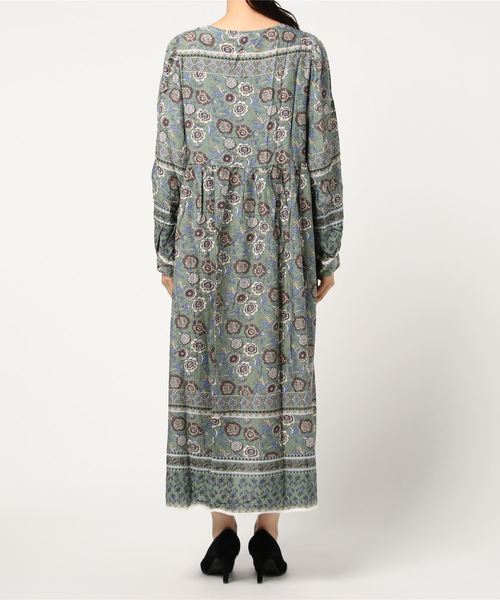 fifth（フィフス）の「ビンテージフラワー柄Vネックワンピース（ワンピース・レディース・グリーン・MEDIUM）」の3枚目の写真