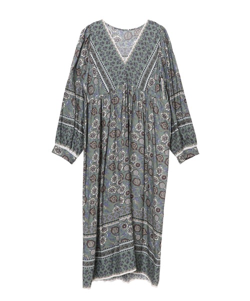 fifth（フィフス）の「ビンテージフラワー柄Vネックワンピース（ワンピース・レディース・グリーン・MEDIUM）」の9枚目の写真