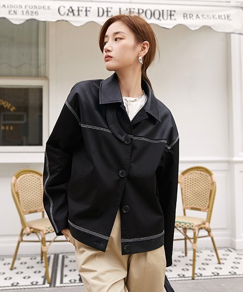 【Fano Studios】ビッグシルエット ボア切り替え PUレザーJKT Fano Studios】ビッグシルエット ボア切り替え PUレザーJKT