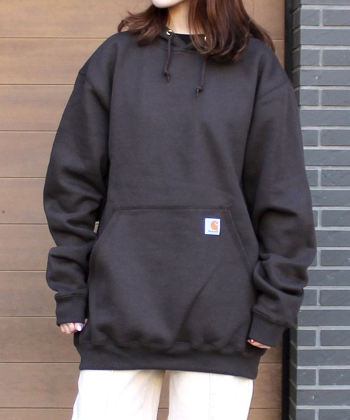 Carhartt(カーハート)の「【carhartt】カーハート プルオーバーパーカー ブランドロゴ ビッグシルエットパーカー K121(パーカー・メンズ・ブラック/ネイビー/ブラウン/グレー/オリーブ/ダークグレー/オレンジ/ライム・S/M/L/XL/XXL)」の4枚目の写真
