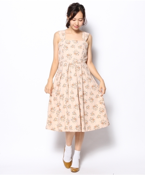 one after another NICE CLAUP（ワンアフターアナザーナイスクラップ）の「【ナイスクラップ】花柄大人ワンピース（ワンピース・レディース・ベージュ/グリーン/ネイビー・FREE）」の2枚目の写真