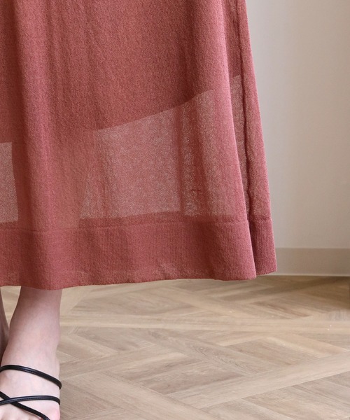 HER CLOSET（ハークローゼット）の「【twenty three】リネンタッチシアーサマーニットスカート（スカート・レディース・ダークグリーン/パープル/ライトグリーン/モカ/ライトベージュ/グリーン系その他・M）」の14枚目の写真