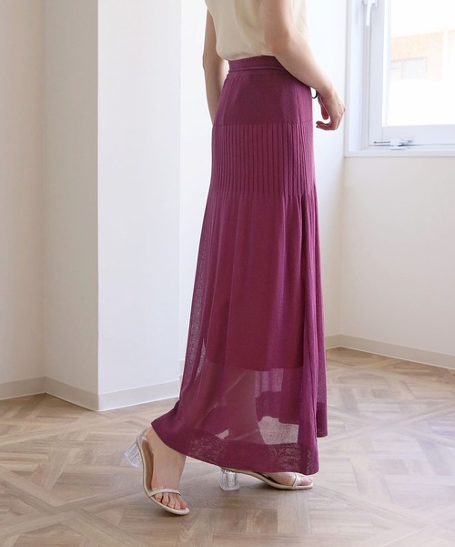 HER CLOSET（ハークローゼット）の「【twenty three】リネンタッチシアーサマーニットスカート（スカート・レディース・ダークグリーン/パープル/ライトグリーン/モカ/ライトベージュ/グリーン系その他・M）」の22枚目の写真