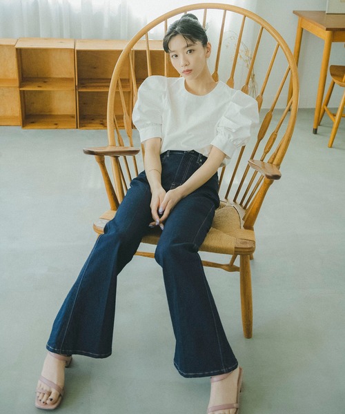 Sシリーズ対応 Frees デニムパンツ Frees Mart フリーズマート のファッション パンツ 内スリットベルボトムデニムパンツ デニムパンツ セール