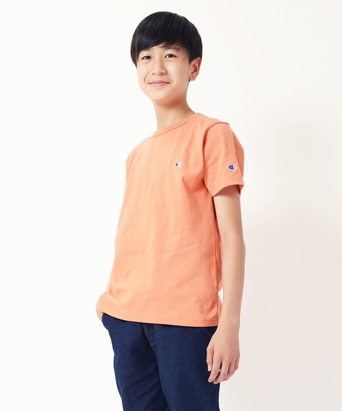 Champion（チャンピオン）の「Champion/チャンピオン　キッズ　ロゴ刺繍ワンポイント半袖Tシャツ（Tシャツ/カットソー・キッズ・オフホワイト/グレー系その他/ネイビー/ライトグリーン/オレンジ/ブラック/ベージュ/パープル/ターコイズブルー/イエロー/ライトパープル/サックスブルー/ラベンダー・100cm/110cm/140cm/150cm/160cm/120cm/170cm/130cm）」の13枚目の写真