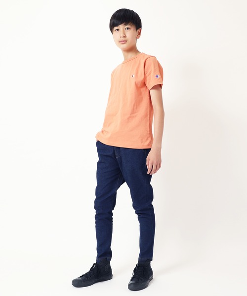 Champion（チャンピオン）の「Champion/チャンピオン　キッズ　ロゴ刺繍ワンポイント半袖Tシャツ（Tシャツ/カットソー・キッズ・オフホワイト/グレー系その他/ネイビー/ライトグリーン/オレンジ/ブラック/ベージュ/パープル/ターコイズブルー/イエロー/ライトパープル/サックスブルー/ラベンダー・100cm/110cm/140cm/150cm/160cm/120cm/170cm/130cm）」の19枚目の写真