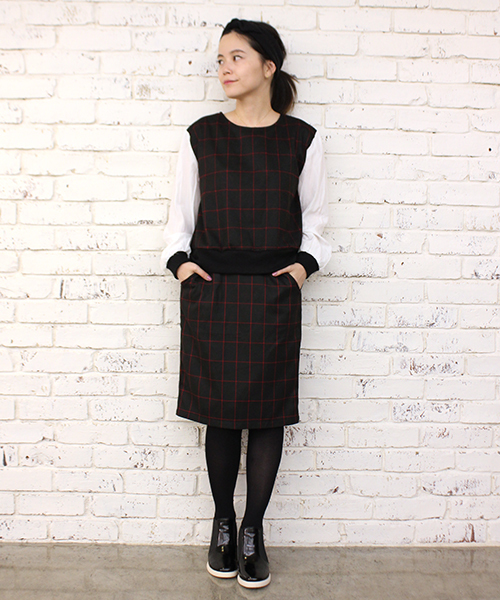 mystic(ミスティック)の「格子柄タイトスカート(スカート・レディース・ネイビー/レッド/グレー・フリ-)」の7枚目の写真