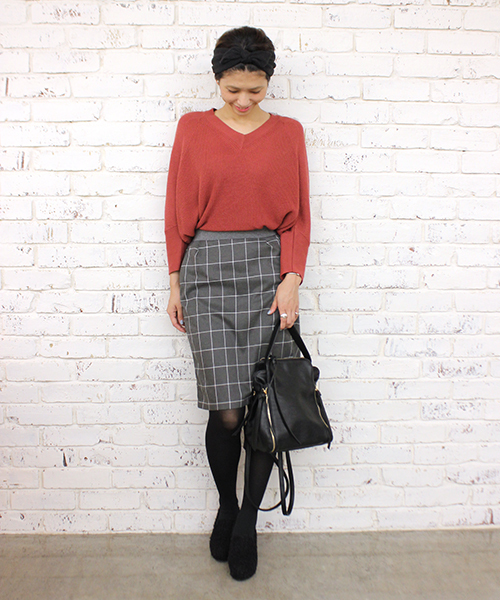 mystic(ミスティック)の「格子柄タイトスカート(スカート・レディース・ネイビー/レッド/グレー・フリ-)」の9枚目の写真