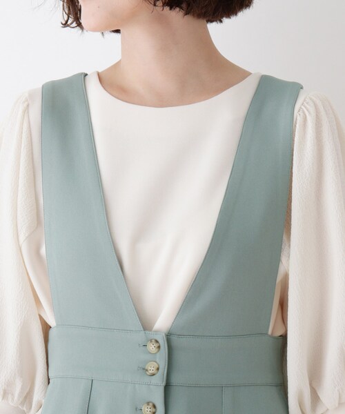 DRESKIP(ドレスキップ)の「◆Vネックサス付きロングジャンスカ(スカート・レディース・グリーン系/ブラック/オフホワイト・03/02)」の7枚目の写真