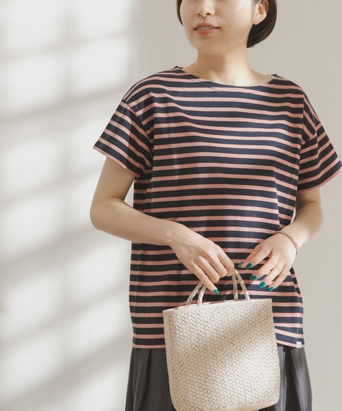 FORK&SPOON（フォークアンドスプーン）の「FORK&SPOON　ボートネックボーダーショートスリーブTシャツ（Tシャツ/カットソー・レディース・ホワイト系その他/ブラック系その他/ベージュ系その他/ブルー系その他/イエロー系その他/ピンク系その他・ONE）」の6枚目の写真