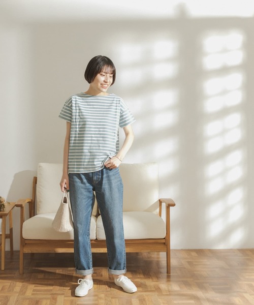 FORK&SPOON（フォークアンドスプーン）の「FORK&SPOON　ボートネックボーダーショートスリーブTシャツ（Tシャツ/カットソー・レディース・ホワイト系その他/ブラック系その他/ベージュ系その他/ブルー系その他/イエロー系その他/ピンク系その他・ONE）」の20枚目の写真