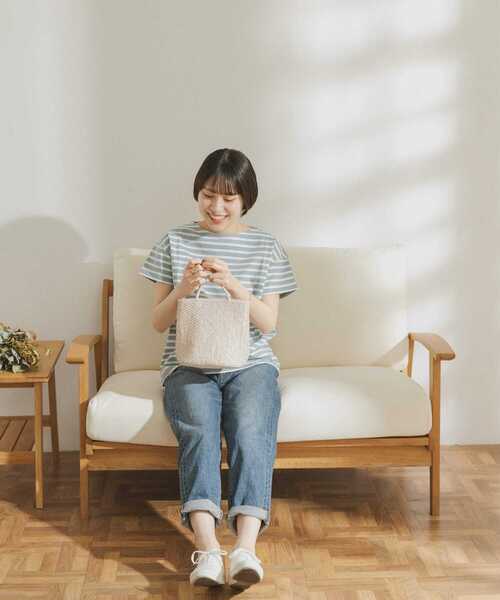 FORK&SPOON（フォークアンドスプーン）の「FORK&SPOON　ボートネックボーダーショートスリーブTシャツ（Tシャツ/カットソー・レディース・ホワイト系その他/ブラック系その他/ベージュ系その他/ブルー系その他/イエロー系その他/ピンク系その他・ONE）」の21枚目の写真