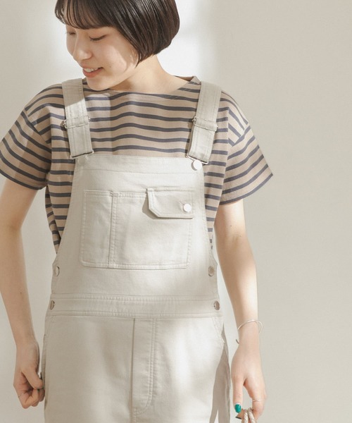 FORK&SPOON（フォークアンドスプーン）の「FORK&SPOON　ボートネックボーダーショートスリーブTシャツ（Tシャツ/カットソー・レディース・ホワイト系その他/ブラック系その他/ベージュ系その他/ブルー系その他/イエロー系その他/ピンク系その他・ONE）」の8枚目の写真