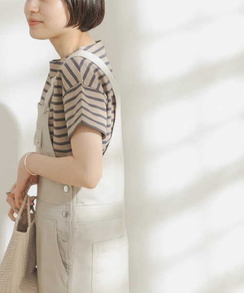 FORK&SPOON（フォークアンドスプーン）の「FORK&SPOON　ボートネックボーダーショートスリーブTシャツ（Tシャツ/カットソー・レディース・ホワイト系その他/ブラック系その他/ベージュ系その他/ブルー系その他/イエロー系その他/ピンク系その他・ONE）」の9枚目の写真