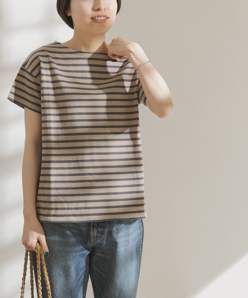 FORK&SPOON（フォークアンドスプーン）の「FORK&SPOON　ボートネックボーダーショートスリーブTシャツ（Tシャツ/カットソー・レディース・ホワイト系その他/ブラック系その他/ベージュ系その他/ブルー系その他/イエロー系その他/ピンク系その他・ONE）」の13枚目の写真