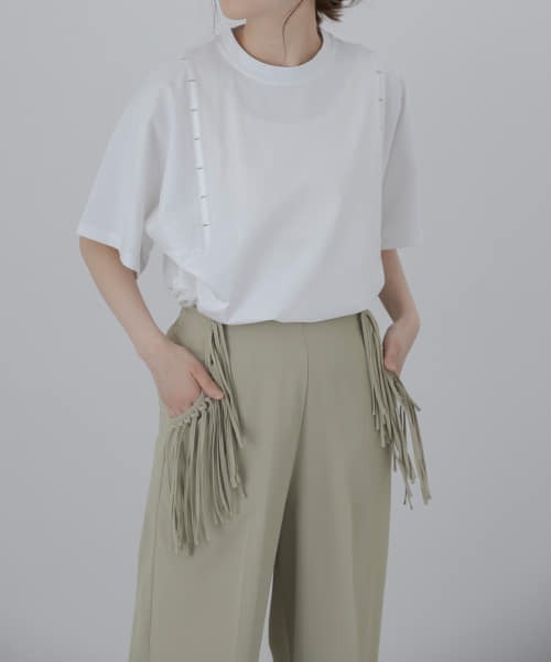 LAATO（ラート）の「LOOSE STITCH T-SHIRTS（Tシャツ/カットソー・レディース・ホワイト/チャコールグレー/オフホワイト・FREE）」の7枚目の写真