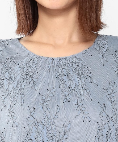 MEW'S REFINED CLOTHES(ミューズリファインドクローズ)の「総レース配色5分袖フレアブラウス(シャツ/ブラウス・レディース・キナリ/ブラック/ブルー・MEDIUM)」の7枚目の写真