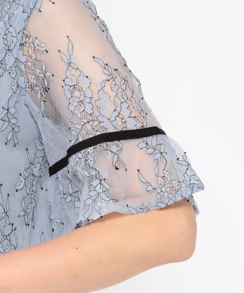 MEW'S REFINED CLOTHES(ミューズリファインドクローズ)の「総レース配色5分袖フレアブラウス(シャツ/ブラウス・レディース・キナリ/ブラック/ブルー・MEDIUM)」の9枚目の写真