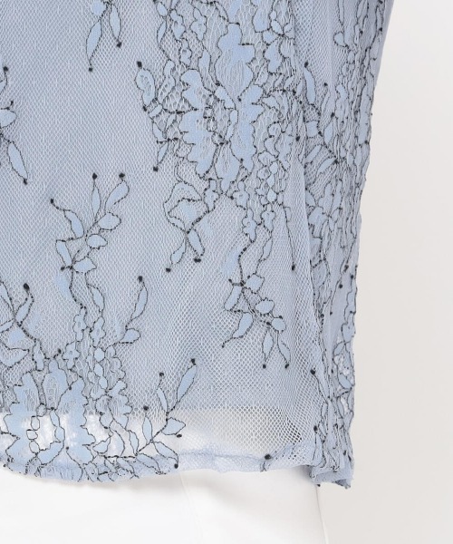 MEW'S REFINED CLOTHES(ミューズリファインドクローズ)の「総レース配色5分袖フレアブラウス(シャツ/ブラウス・レディース・キナリ/ブラック/ブルー・MEDIUM)」の10枚目の写真