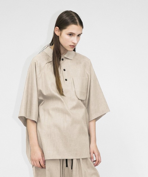 【my beautiful landlet】 cotton lyocel & linen canvas polo