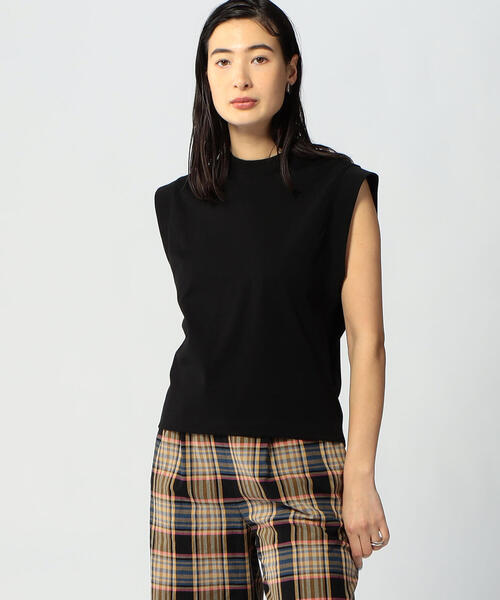 EDITION（エディション）の「PIMA CO JERSEY ノースリーブプルオーバー（Tシャツ/カットソー・レディース・ホワイト/シャーベット/ブラック・FREE）」の3枚目の写真