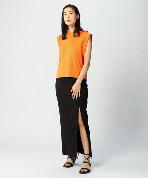 EDITION（エディション）の「PIMA CO JERSEY ノースリーブプルオーバー（Tシャツ/カットソー・レディース・ホワイト/シャーベット/ブラック・FREE）」の18枚目の写真