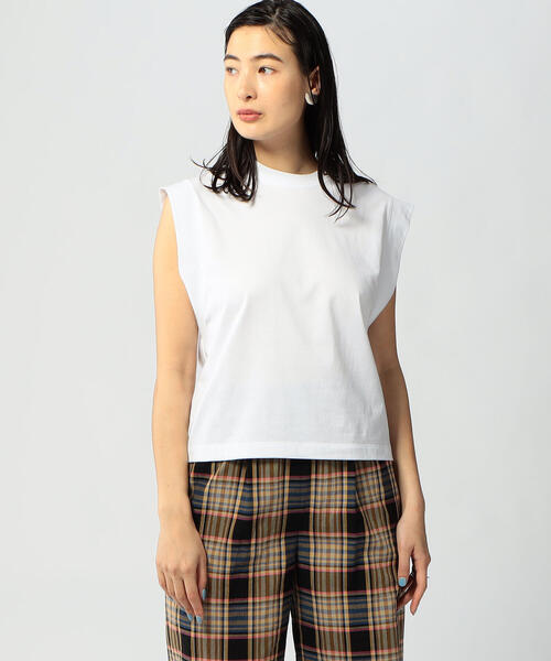 EDITION（エディション）の「PIMA CO JERSEY ノースリーブプルオーバー（Tシャツ/カットソー・レディース・ホワイト/シャーベット/ブラック・FREE）」の14枚目の写真