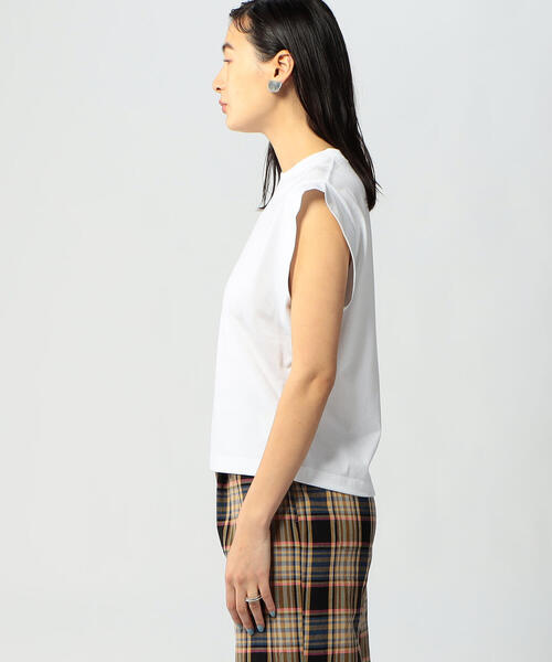 EDITION（エディション）の「PIMA CO JERSEY ノースリーブプルオーバー（Tシャツ/カットソー・レディース・ホワイト/シャーベット/ブラック・FREE）」の16枚目の写真