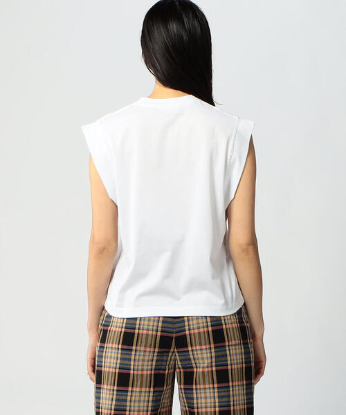 EDITION（エディション）の「PIMA CO JERSEY ノースリーブプルオーバー（Tシャツ/カットソー・レディース・ホワイト/シャーベット/ブラック・FREE）」の10枚目の写真