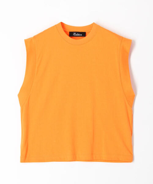 EDITION（エディション）の「PIMA CO JERSEY ノースリーブプルオーバー（Tシャツ/カットソー・レディース・ホワイト/シャーベット/ブラック・FREE）」の9枚目の写真