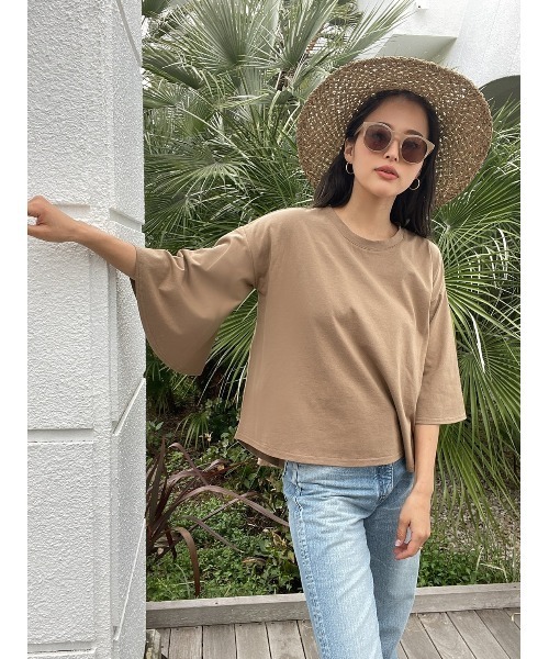 TRUNC（トランクエイティーエイト）の「Half Sleeve Loose T-shirt（Tシャツ/カットソー・レディース・ブラック/カーキ/ホワイト・FREE）」の5枚目の写真