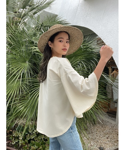 TRUNC（トランクエイティーエイト）の「Half Sleeve Loose T-shirt（Tシャツ/カットソー・レディース・ブラック/カーキ/ホワイト・FREE）」の4枚目の写真