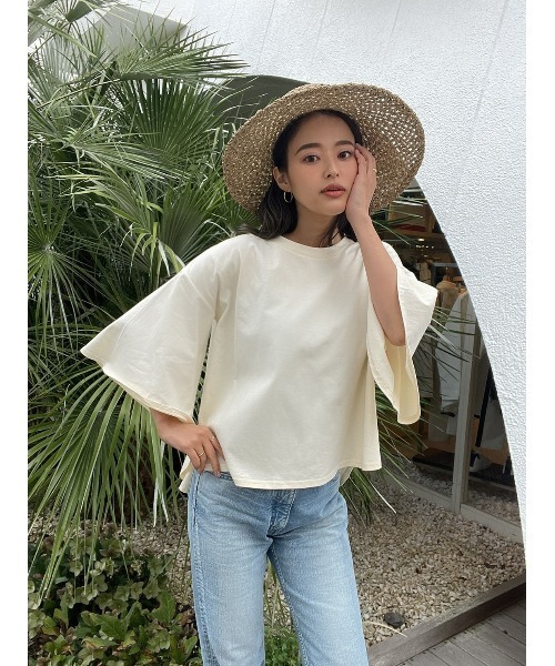 TRUNC（トランクエイティーエイト）の「Half Sleeve Loose T-shirt（Tシャツ/カットソー・レディース・ブラック/カーキ/ホワイト・FREE）」の16枚目の写真