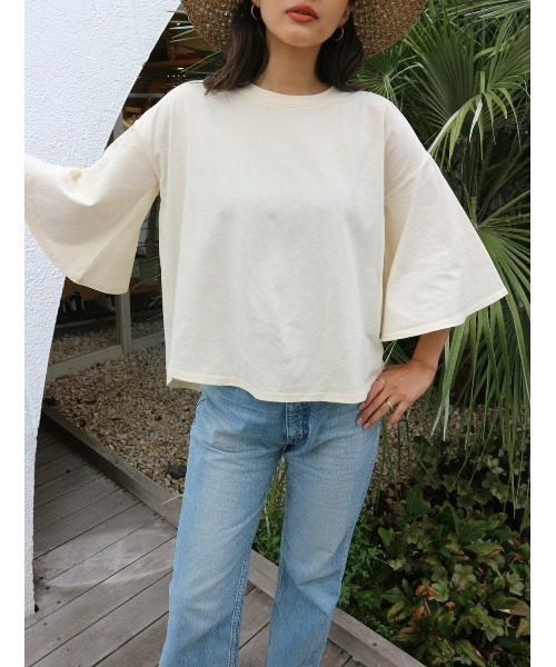 TRUNC（トランクエイティーエイト）の「Half Sleeve Loose T-shirt（Tシャツ/カットソー・レディース・ブラック/カーキ/ホワイト・FREE）」の21枚目の写真