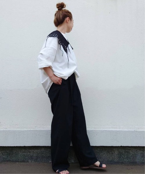 JOURNAL STANDARD LUXE(ジャーナルスタンダード ラックス)の「オーガニックテンジク クルーネックプルオーバー(Tシャツ/カットソー・レディース・ホワイト/ブラック/アイボリー・FREE)」の18枚目の写真