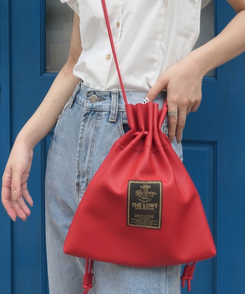 CORNERS（コーナーズ）の「2WAYフェイクレザー巾着ショルダーバッグ（ショルダーバッグ・レディース・アイボリー/ブラック/ブラウン/グリーン/レッド/シルバー/ピンク・FREE）」の10枚目の写真