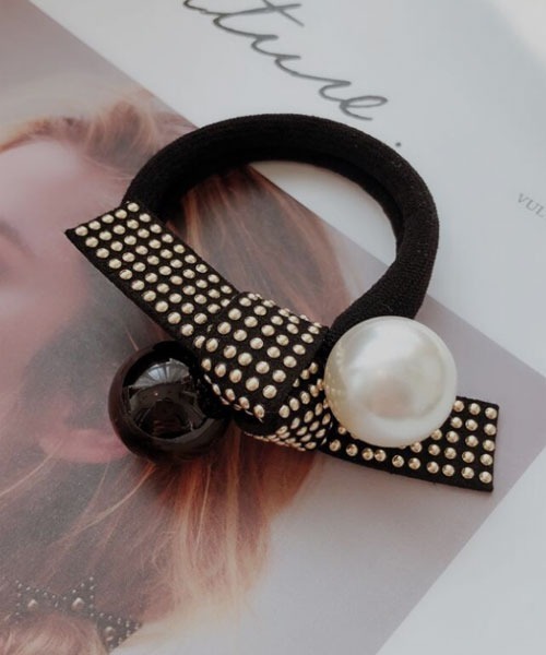 cvtvlist ヘアゴム セール】【resonance】エレガンス パール スタッズデザイン ヘアゴム