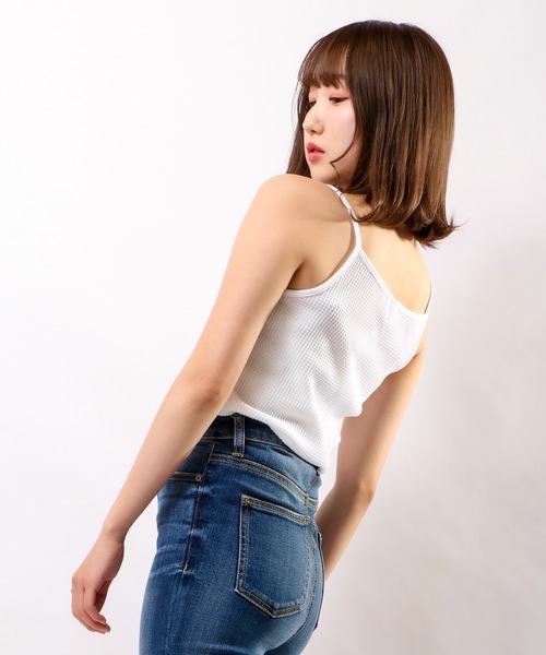 JEMORGAN(ジェーイーモーガン)の「JEMORGAN ワッフルキャミソール(パック入)(キャミソール・レディース・ホワイト/ブラック/ネイビー/杢グレー・FREE)」の9枚目の写真
