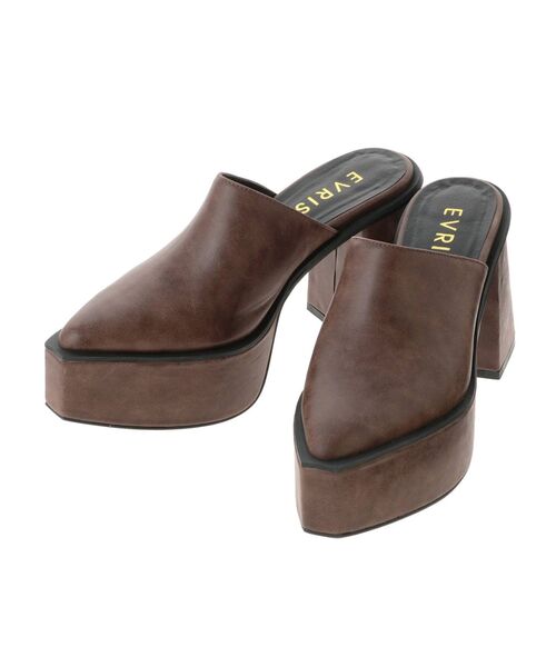 EVRIS(エヴリス)の「チャンキーヒールミュール(サンダル・レディース・ブラック/ブラウン・MEDIUM/LARGE)」の18枚目の写真