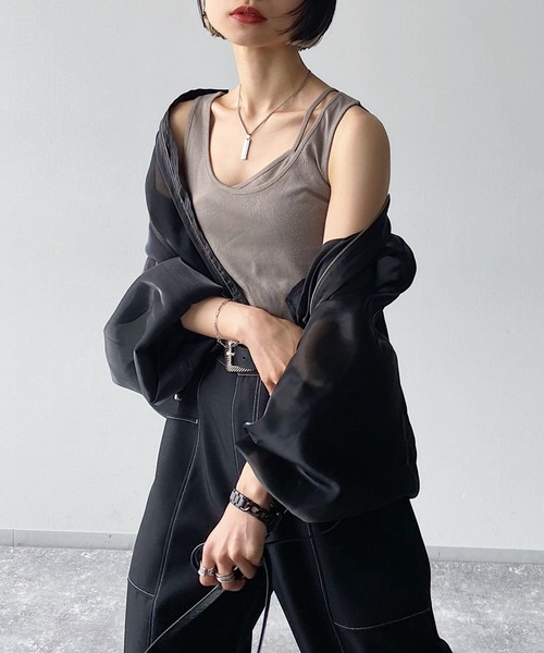 PAGEBOY（ページボーイ）の「【CORE】レイヤーアシメタンク（タンクトップ・レディース・ブラック/ベージュ系その他・FREE）」の7枚目の写真