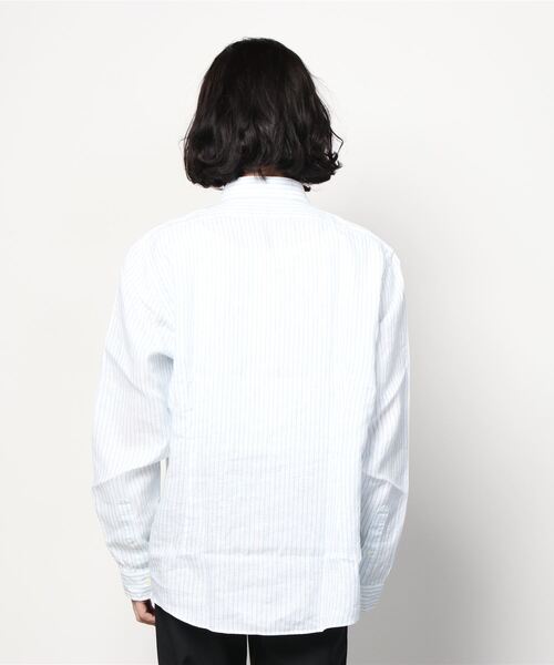 BROOKS BROTHERS（ブルックスブラザーズ）の「リネン ストライプ スプレッドカラー カジュアルシャツ New Milano Fit（シャツ/ブラウス・メンズ・ピンク/ブルー・SMALL/MEDIUM/LARGE/X-SMALL）」の4枚目の写真