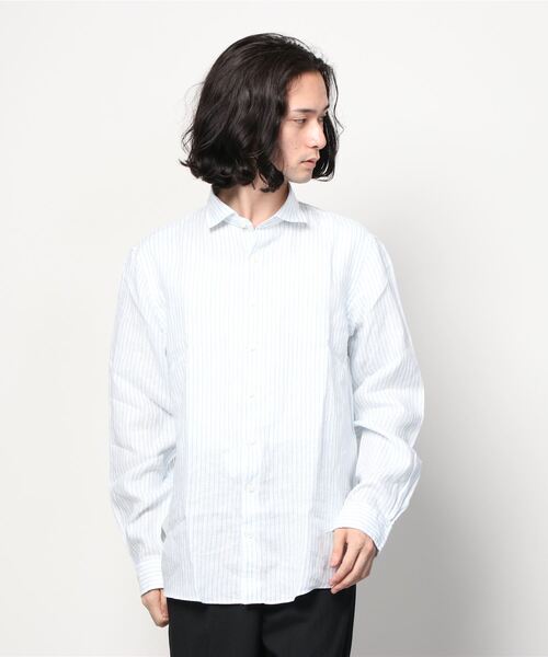 BROOKS BROTHERS（ブルックスブラザーズ）の「リネン ストライプ スプレッドカラー カジュアルシャツ New Milano Fit（シャツ/ブラウス・メンズ・ピンク/ブルー・SMALL/MEDIUM/LARGE/X-SMALL）」の9枚目の写真