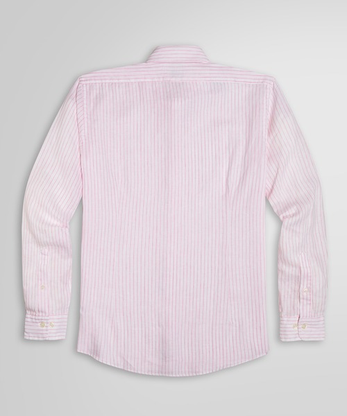 BROOKS BROTHERS（ブルックスブラザーズ）の「リネン ストライプ スプレッドカラー カジュアルシャツ New Milano Fit（シャツ/ブラウス・メンズ・ピンク/ブルー・SMALL/MEDIUM/LARGE/X-SMALL）」の7枚目の写真