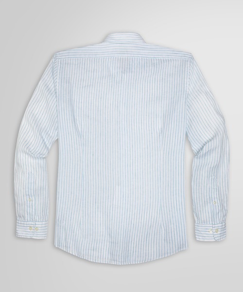 BROOKS BROTHERS（ブルックスブラザーズ）の「リネン ストライプ スプレッドカラー カジュアルシャツ New Milano Fit（シャツ/ブラウス・メンズ・ピンク/ブルー・SMALL/MEDIUM/LARGE/X-SMALL）」の5枚目の写真