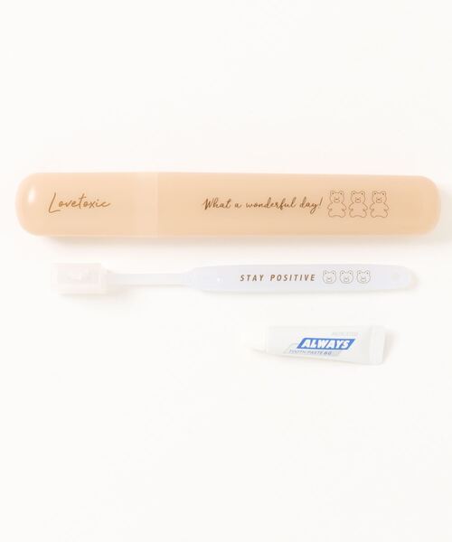 LOVETOXIC（ラブトキシック）の「【くま柄】ゆるくま歯ブラシSET【日本製】（オーラルケア/歯磨きグッズ・キッズ・エメラルド/サックスブルー/ベージュ・FREE）」の4枚目の写真