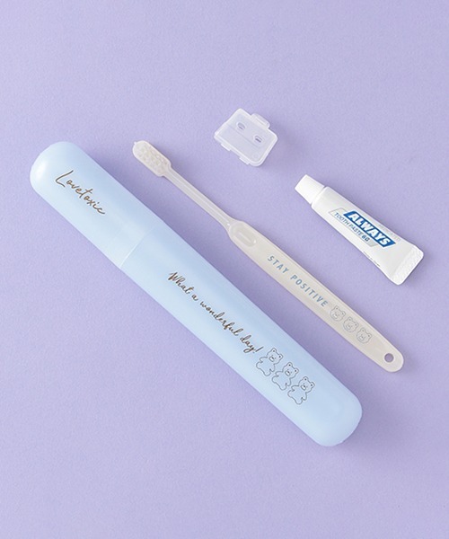 LOVETOXIC（ラブトキシック）の「【くま柄】ゆるくま歯ブラシSET【日本製】（オーラルケア/歯磨きグッズ・キッズ・エメラルド/サックスブルー/ベージュ・FREE）」の3枚目の写真