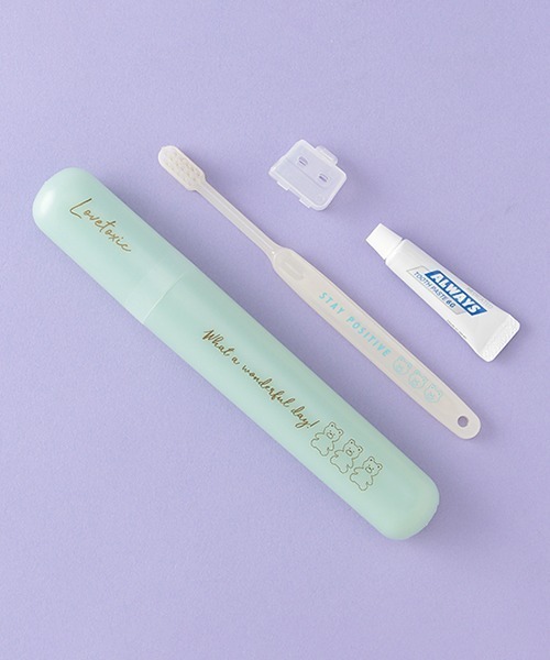 LOVETOXIC（ラブトキシック）の「【くま柄】ゆるくま歯ブラシSET【日本製】（オーラルケア/歯磨きグッズ・キッズ・エメラルド/サックスブルー/ベージュ・FREE）」の2枚目の写真